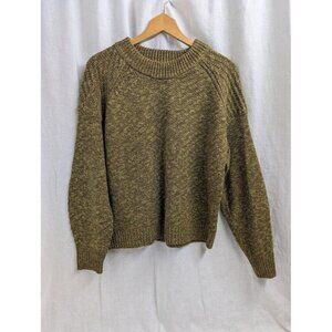 Universal Thread women's XL two tone green knitted sweater, crew neck winter F12
